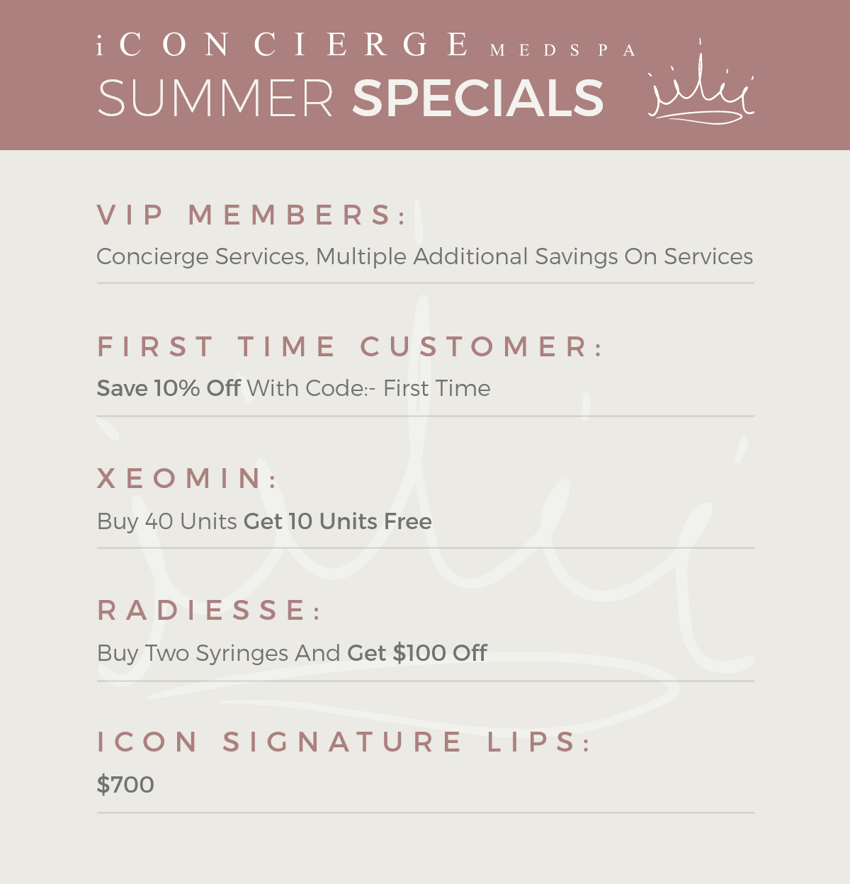 Summer Specials in Clearwater, FL | iConcierge Medspa, LLC
